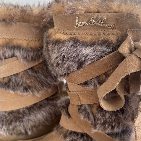 Sam Edelman Meiko Suede Leather and faux-fur Lined Boots Pull-On Moccasin Size 8 - Picture 14 of 14